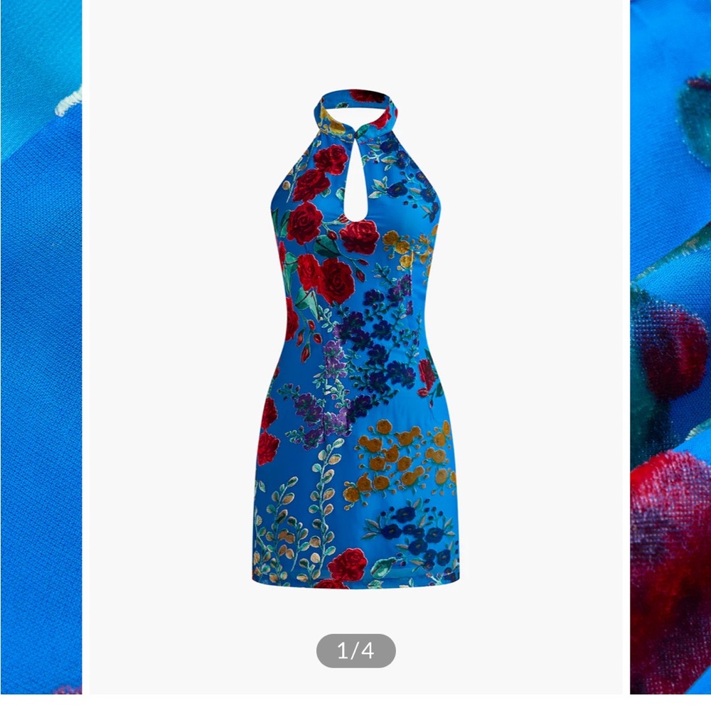 Velvet Jacquard Backless Halter Dress